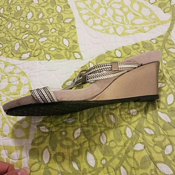 Bronze and Silver Wedge Sandals. - Picture 6 of 6